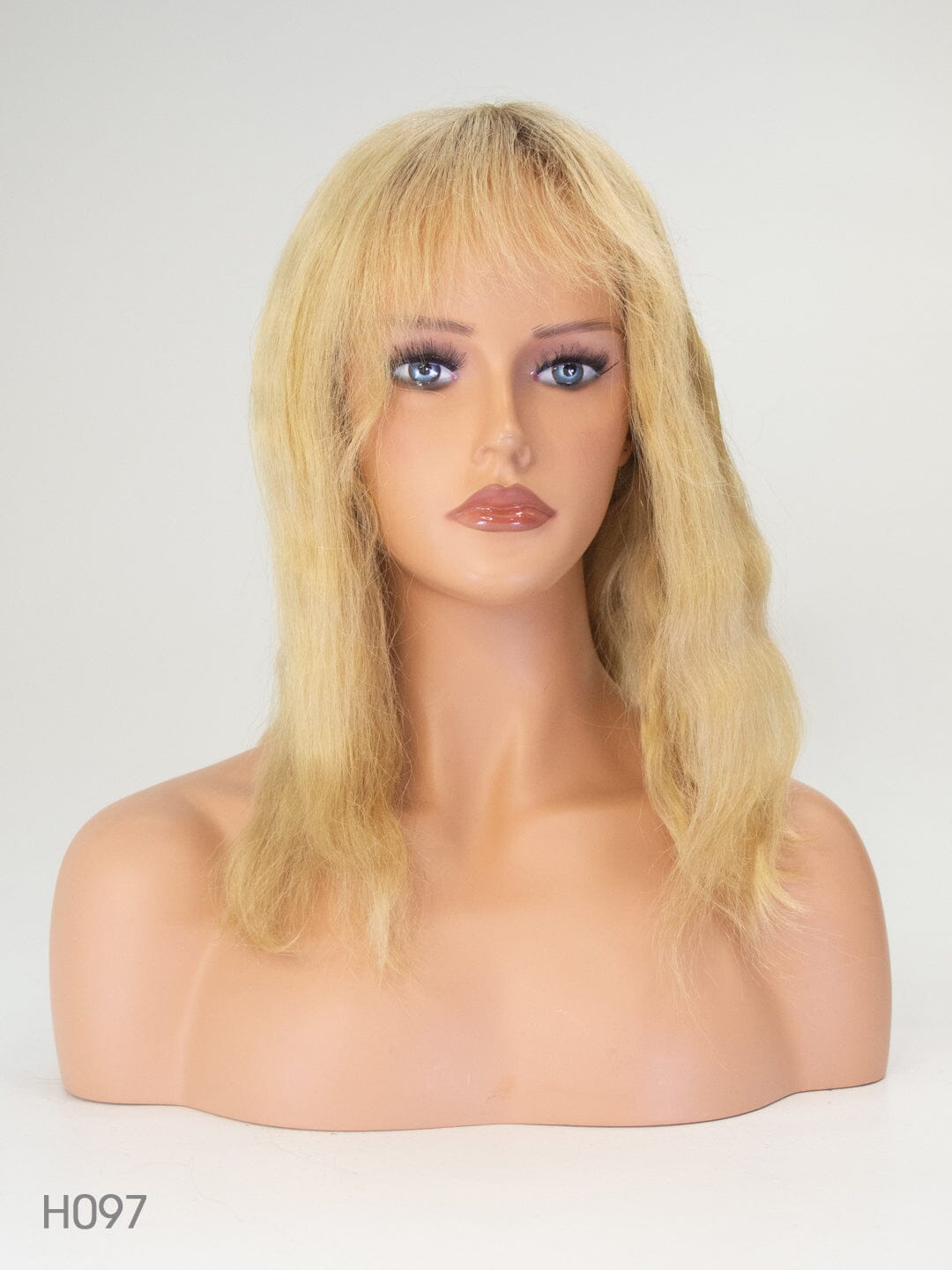 Blonde - Dark Roots 45cm Human Hair Wig