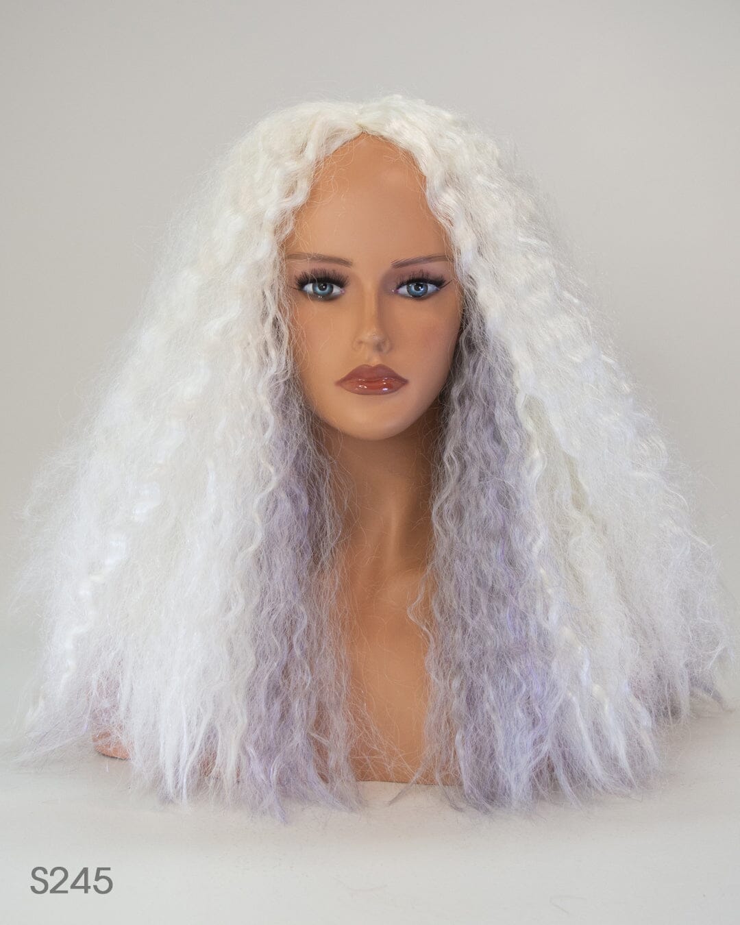 White With Purple Grey Underneath 55cm Synthetic Hair Wig