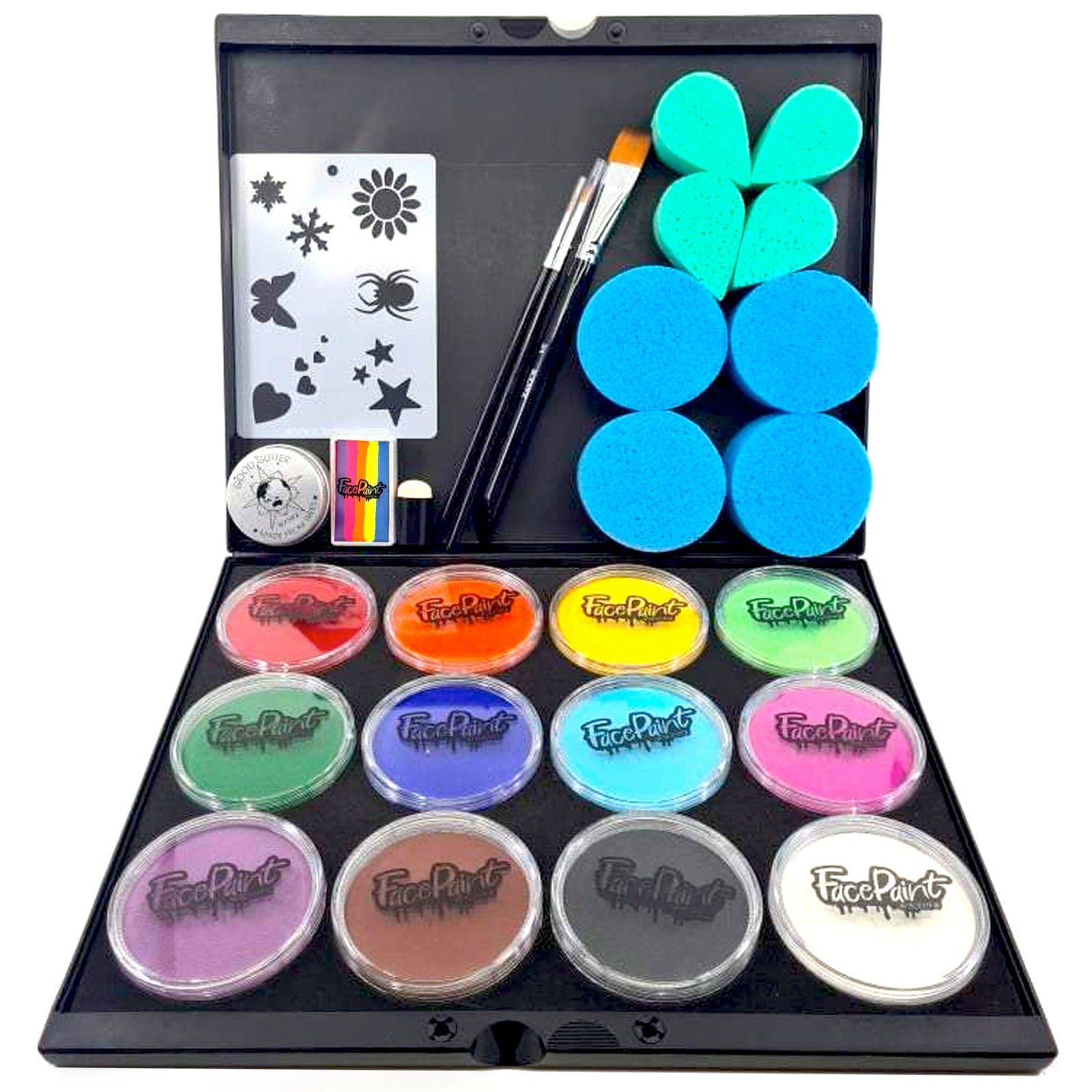 Superstar Face Paint  Aqua Face and Body Painting Palette - 12 colours DUO  SHIMMER- AND PASTEL COLOURS - The Paint and Party Place