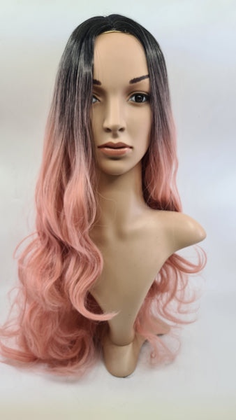 Wig Samara Ombre Black to Dusty Pink